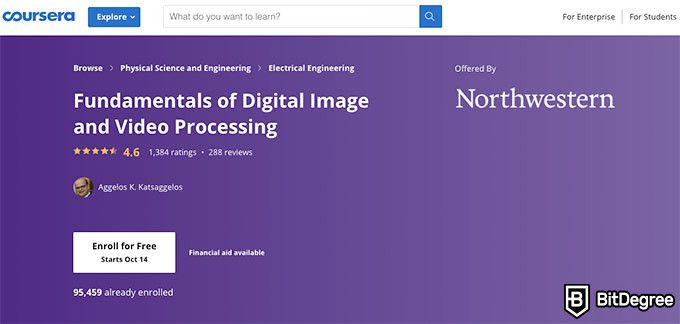 美国西北大学在线课程：数字图像和视频处理基础知识。
